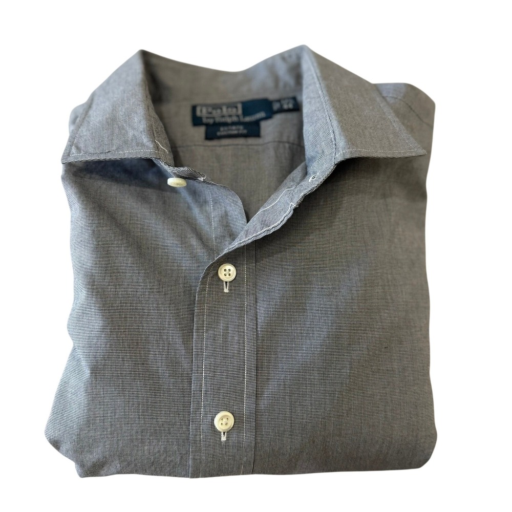 Polo Ralph Lauren Mens Estate Custom Gray Dress Shirt Size 17 1/2 French Cuff